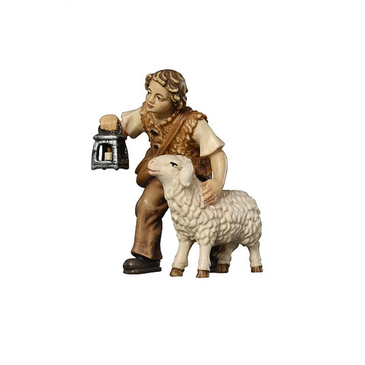Hirtenbub mit Schaf und Laterne