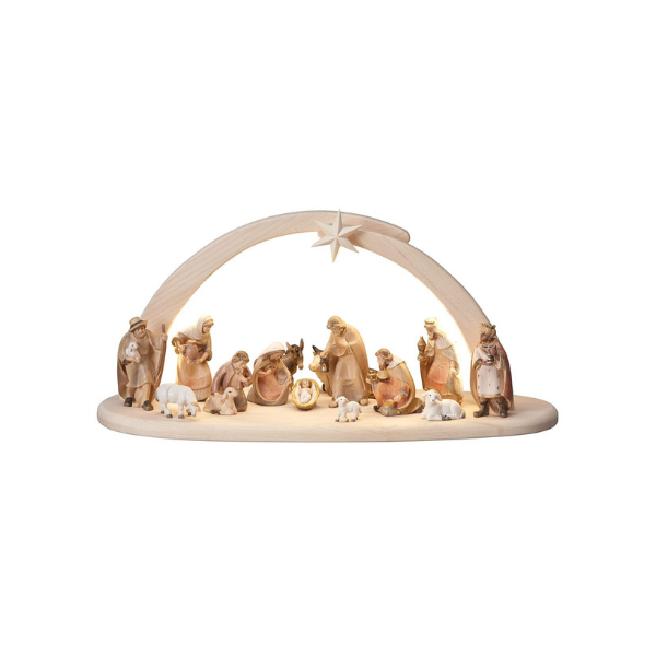 Pema Nativity set 16 pieces in the stable Leonardo illuminated