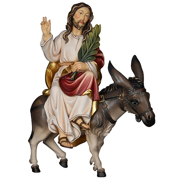 Jesus with palm branch on donkey 