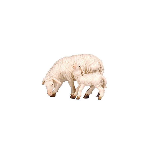 Holzschnitzerei_Schaf mit Lamm stehend_color