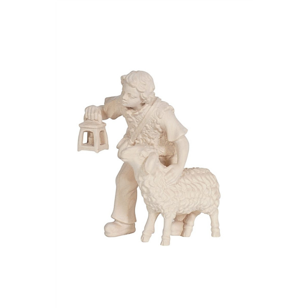Shepherd boy with sheep and lantern 
