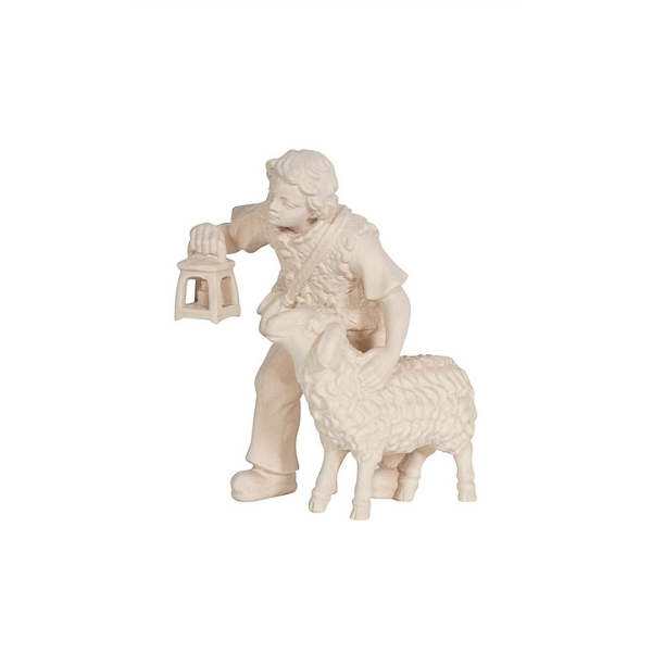 Shepherd boy with sheep and lantern 