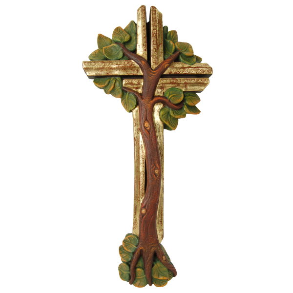 Life cross artistically painted with real gold