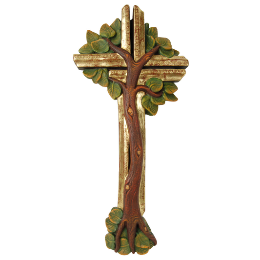 Croix de vie artistiquement peinte à l'or fin